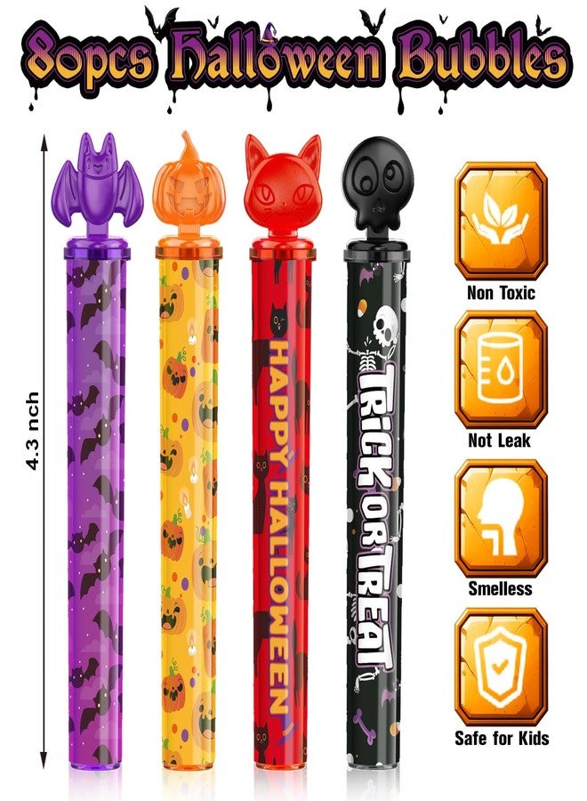 AuroTops 80PCS Halloween Mini Bubble Wands,Halloween Party Favors for Kids,Halloween-Themed Stickers Bubble Wands for Trick or Treat Toys Gifts for Kids Toys,Goodie Bag Stuffers - Image 2
